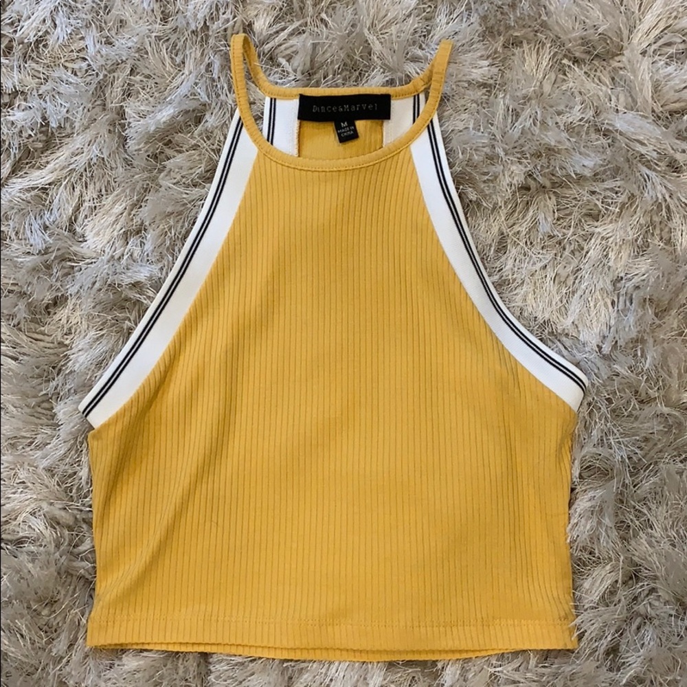 Yellow dance and marvel crop top